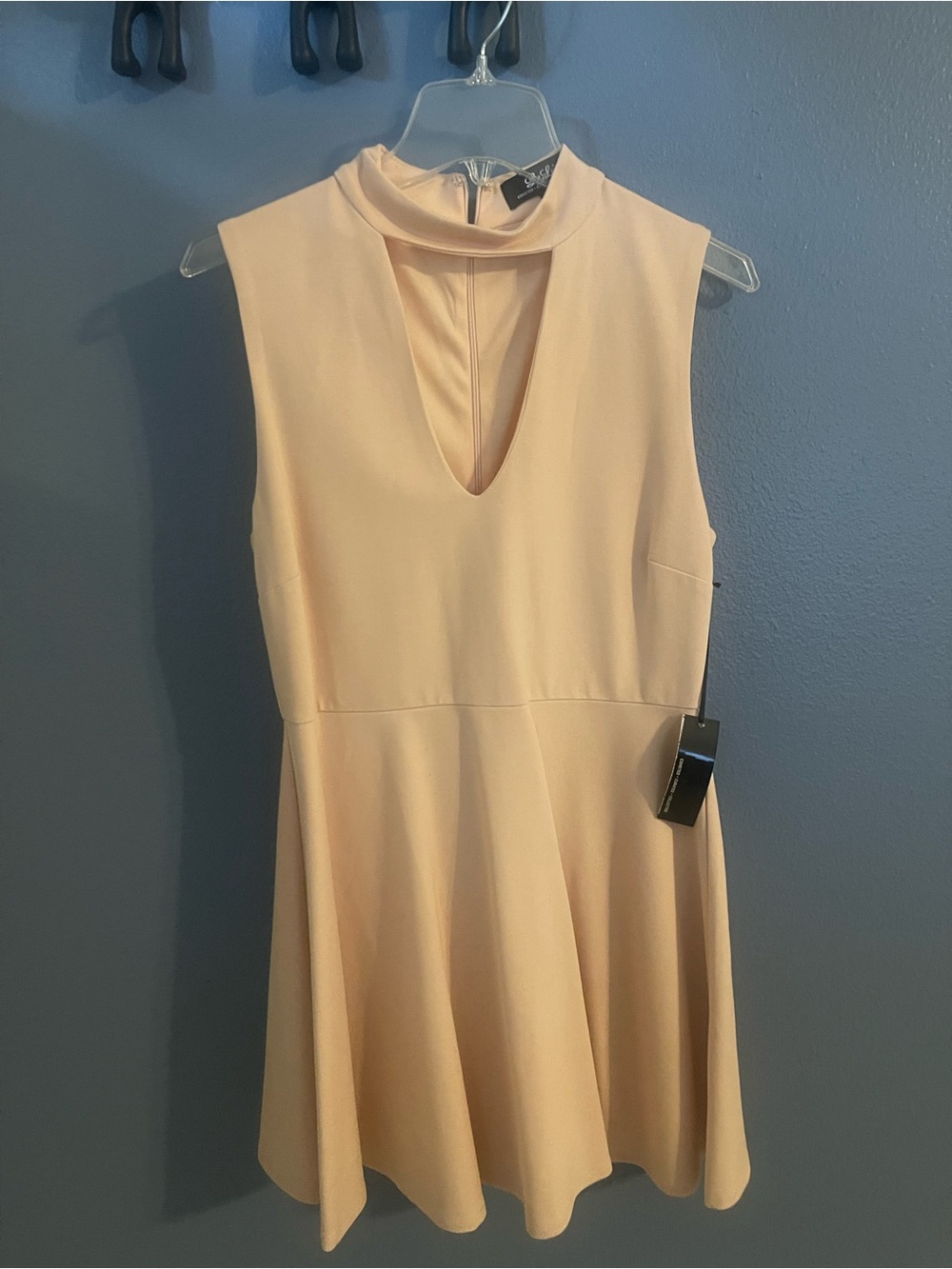 Lulu's Peach Sleeveless Mock Collar Fit & Flare Dress
